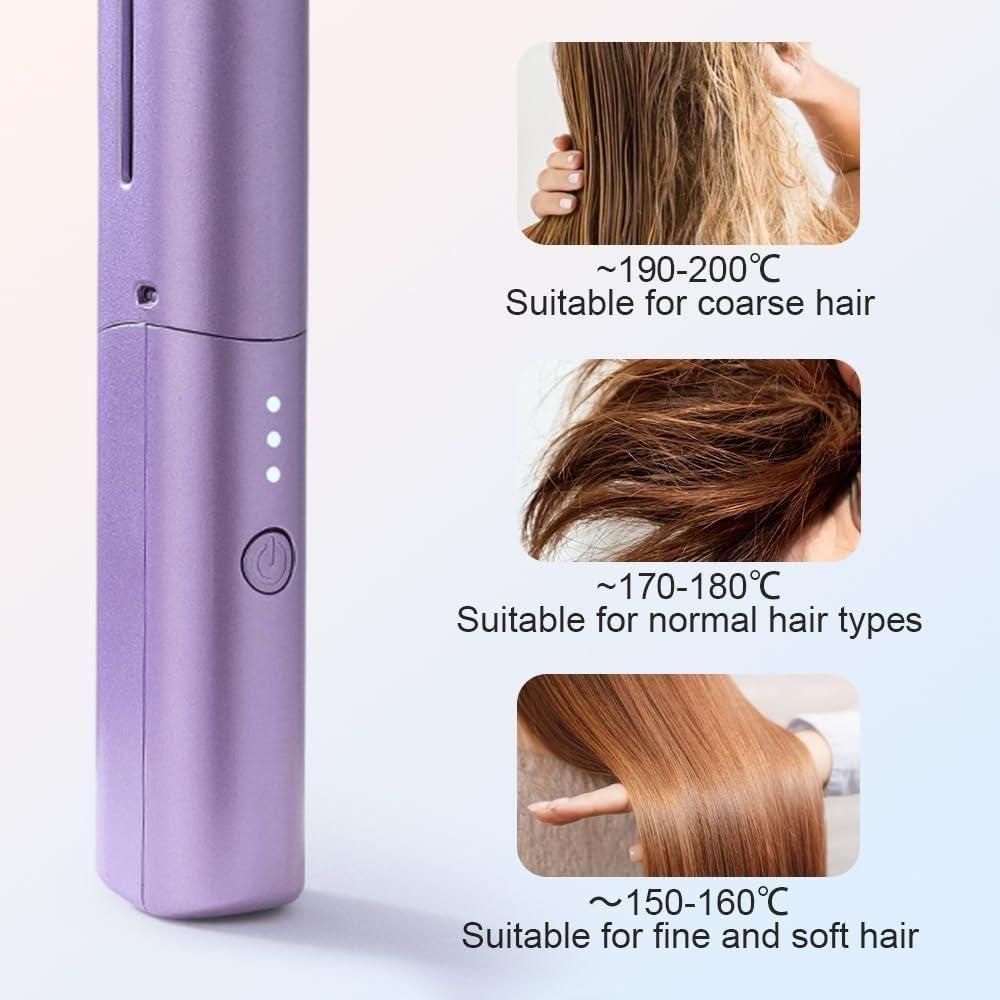 Meneflix Portable Mini Hair Straightener Cordless Rechargeable Mini Adjustable Hair Straightener Hot Comb mwa8y7-0i