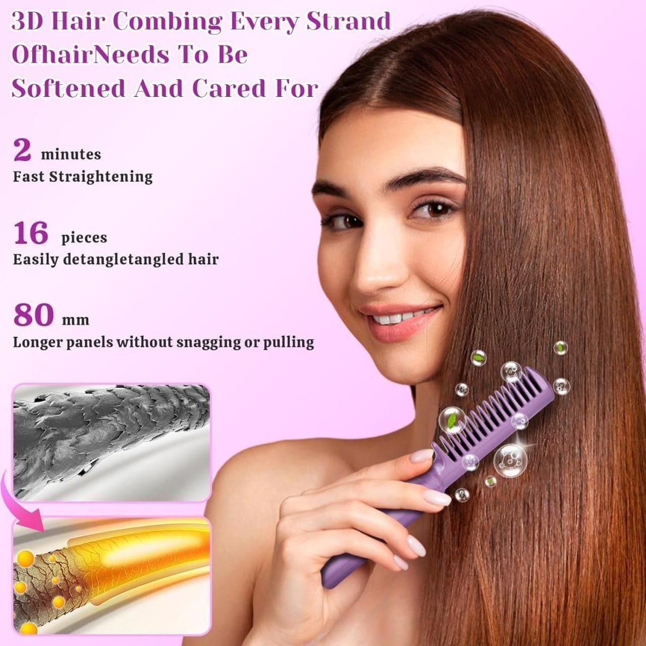 Meneflix Portable Mini Hair Straightener Cordless Rechargeable Mini Adjustable Hair Straightener Hot Comb mwa8y7-0i
